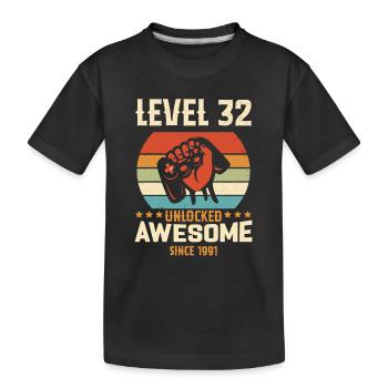 Level 32 abgeschlossen 1991 Geburtstagsgeschenk - Kinder Premium Bio T-Shirt - Schwarz - Vorne