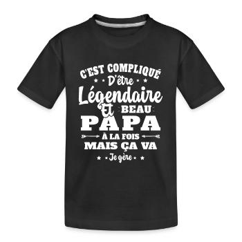 Légendaire et Beau Papa Cadeau Papa de l'année - T-shirt bio Premium Enfant - noir - Devant