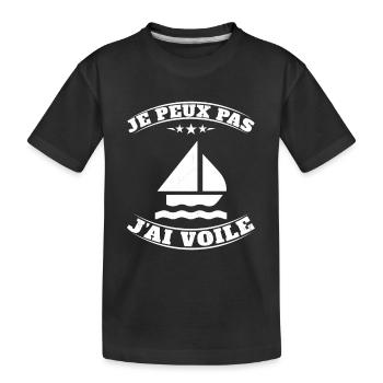 Je peux pas j'ai Voile - Humour Planche à Voile - T-shirt bio Premium Enfant - noir - Devant