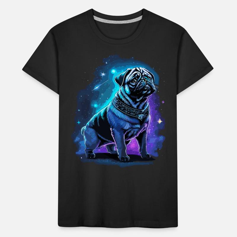 Neon Mops Hund Mitternachtszauber Kinder Premium Bio T-Shirt