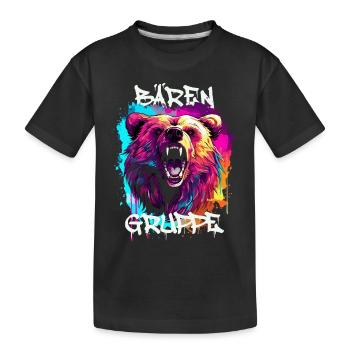 Graffiti Bärengruppe Kindergarten Gruppentier - Kinder Premium Bio T-Shirt - Schwarz - Vorne