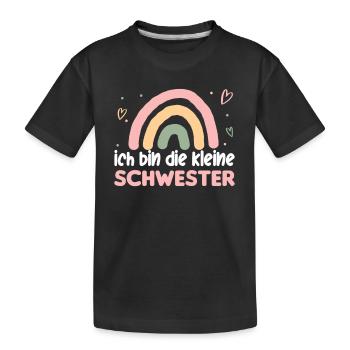 Große Schwester Regenbogen Süßes Geschwister 2024 - Kinder Premium Bio T-Shirt - Schwarz - Vorne