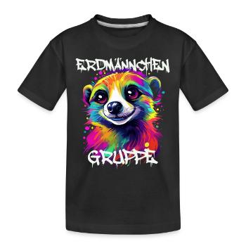 Erdmännchengruppe Kindergarten Gruppentier - Kinder Premium Bio T-Shirt - Schwarz - Vorne