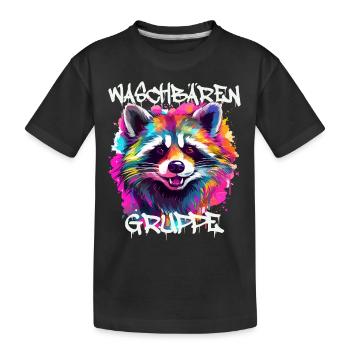 Graffiti Waschbärengruppe Kindergarten Gruppentier - Kinder Premium Bio T-Shirt - Schwarz - Vorne
