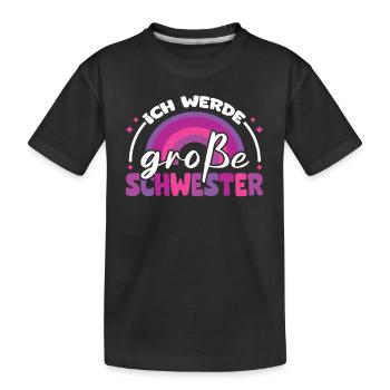 Große Schwester Regenbogen Süßes Geschwister 2024 - Kinder Premium Bio T-Shirt - Schwarz - Vorne