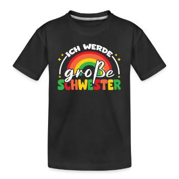 Große Schwester Regenbogen Süßes Geschwister 2024 - Kinder Premium Bio T-Shirt - Schwarz - Vorne