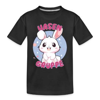 Süßes Hasengruppe Kindergarten Gruppentier Hase - Kinder Premium Bio T-Shirt - Schwarz - Vorne