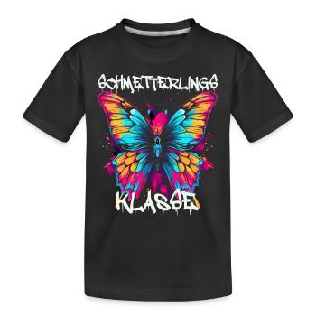 Schmetterlingsklasse Grundschule Klassentier - Kinder Premium Bio T-Shirt - Schwarz - Vorne