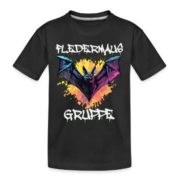 Graffiti Fledermausgruppe Kindergarten Gruppentier - Kinder Premium Bio T-Shirt - Schwarz - Vorne