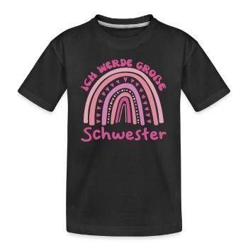 Große Schwester Regenbogen Süßes Geschwister 2024 - Kinder Premium Bio T-Shirt - Schwarz - Vorne