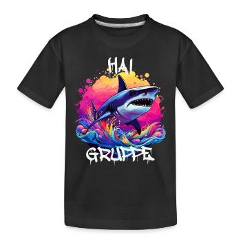 Graffiti Haigruppe Kindergarten Gruppentier Hai - Kinder Premium Bio T-Shirt - Schwarz - Vorne