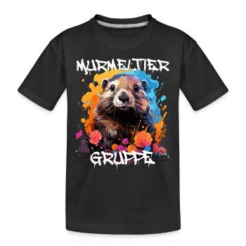 Graffiti Murmeltiergruppe Kindergarten Gruppentier - Kinder Premium Bio T-Shirt - Schwarz - Vorne