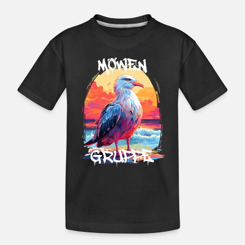Graffiti Möwengruppe Kindergarten Gruppentier Möwe - Kinder Premium Bio T-Shirt - Schwarz