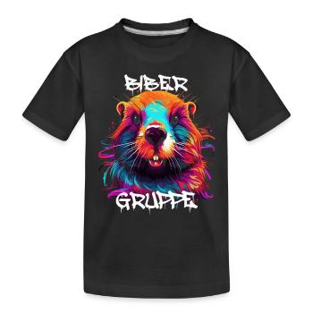 Graffiti Bibergruppe Kindergarten Gruppentier - Kinder Premium Bio T-Shirt - Schwarz - Vorne