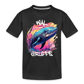 Graffiti Walgruppe Kindergarten Gruppentier Wal - Kinder Premium Bio T-Shirt - Schwarz - Vorne