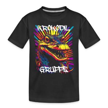 Graffiti Krokodilgruppe Kindergarten Gruppentier - Kinder Premium Bio T-Shirt - Schwarz - Vorne