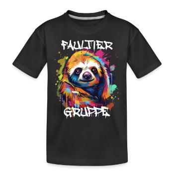 Graffiti Faultiergruppe Kindergarten Gruppentier - Kinder Premium Bio T-Shirt - Schwarz - Vorne