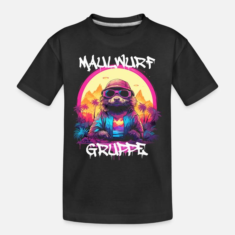 Graffiti Maulwurfgruppe Kindergarten Gruppentier - Kinder Premium Bio T-Shirt - Schwarz