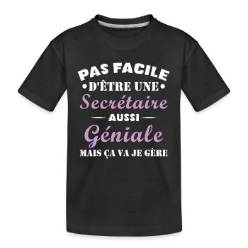 Secrétaire géniale cadeau drôle secrétaire - T-shirt bio Premium Enfant - noir - Devant