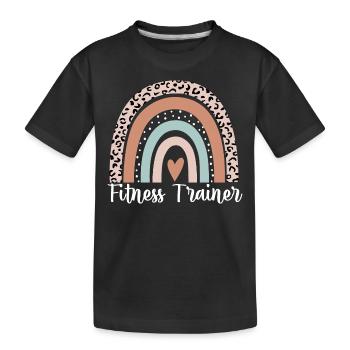 Fitnesstrainer Regenbogen Leopard Funny Fitness - Kinder Premium Bio T-Shirt - Schwarz - Vorne