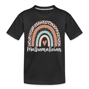Mathematician Rainbow Leopard Funny Mathematician - Kids' Premium Organic T-Shirt - black - Front