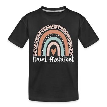 Naval Architect Rainbow Leopard Funny Naval - Kids' Premium Organic T-Shirt - black - Front