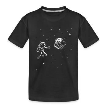 Un astronaute flotte après Muffin dans l’espace - T-shirt bio Premium Enfant - noir - Devant
