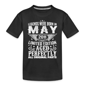 Mai 2011 Geburtstagsgeschenk Mai 2011 Mai - Kinder Premium Bio T-Shirt - Schwarz - Vorne