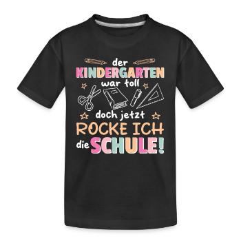 Kindergarten Abschied Hallo Schule ich bin soweit! - Kinder Premium Bio T-Shirt - Schwarz - Vorne
