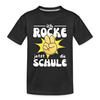 Kindergarten Abschied Hallo Schule ich bin soweit! - Kinder Premium Bio T-Shirt - Schwarz - Vorne