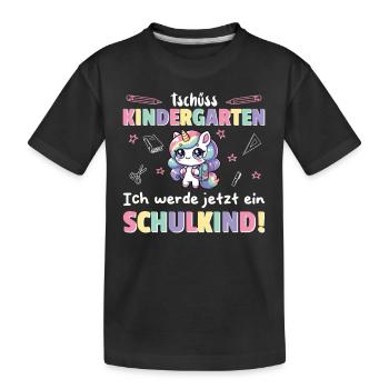 Kindergarten Abschied Hallo Schule ich bin soweit! - Kinder Premium Bio T-Shirt - Schwarz - Vorne