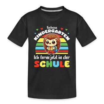 Bye bye kindergarten, I'm learning at school - Kids' Premium Organic T-Shirt - black - Front