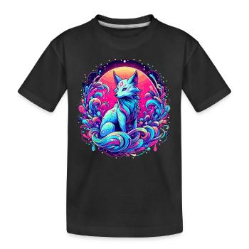 Fuchs Kunst Psychedelisch - Kinder Premium Bio T-Shirt - Schwarz - Vorne