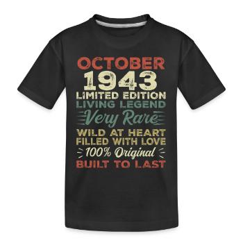 1943 Oktober 1943 Geburtstag Oktober 1943 Original - Kinder Premium Bio T-Shirt - Schwarz - Vorne