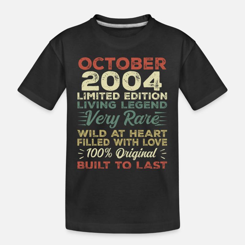 2004 Octobre 2004 Anniversaire Octobre 2004 Original - T-shirt bio Premium Enfant - noir