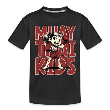 Muay Thai Kids, Mädchen - Kinder Thai Boxen - Kinder Premium Bio T-Shirt - Schwarz - Vorne