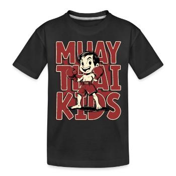 Muay Thai Kids, Junge - Kinder Thai Boxen - Kinder Premium Bio T-Shirt - Schwarz - Vorne