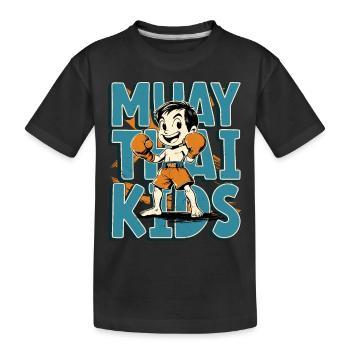 Muay Thai Kids, Junge - Kinder Thai Boxen - Kinder Premium Bio T-Shirt - Schwarz - Vorne