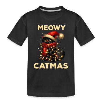 Weihnachten Katze Christmas Katzen Weihnachtsmann - Kinder Premium Bio T-Shirt - Schwarz - Vorne