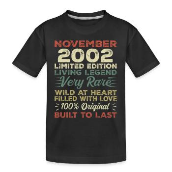Legend Since November 2002 Vintage November 2002 - Kids' Premium Organic T-Shirt - black - Front