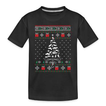 Ugly Christmas Sweater Angler angeln Tannenbaum - Kinder Premium Bio T-Shirt - Schwarz - Vorne