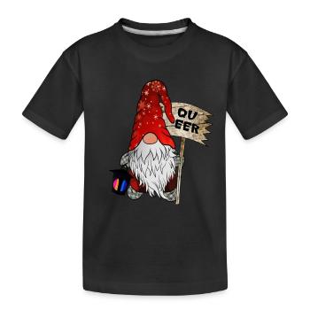 Queer Wichtel LGBTQ+ Weihnachtsgnom - Kinder Premium Bio T-Shirt - Schwarz - Vorne