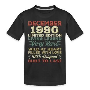December 1990 - Birthday December 1990 year - Kids' Premium Organic T-Shirt - black - Front