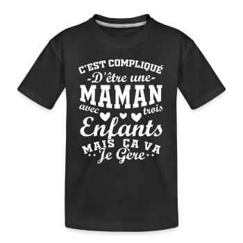 It's complicated to be a Mom with 3 Children - Kids' Premium Organic T-Shirt - black - Front