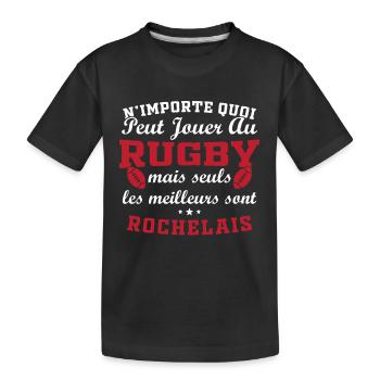 Rugby La Rochelle Fanclub Rugby - Kinder Premium Bio T-Shirt - Schwarz - Vorne