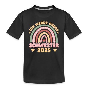 Big Sister Rainbow Sweet Sibling 2025 - Kids' Premium Organic T-Shirt - black - Front
