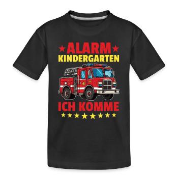 Alarm kindergarten I'm coming fire brigade - Kids' Premium Organic T-Shirt - black - Front