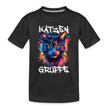 Graffiti Katzengruppe Kindergarten Gruppentier - Kinder Premium Bio T-Shirt - Schwarz - Vorne