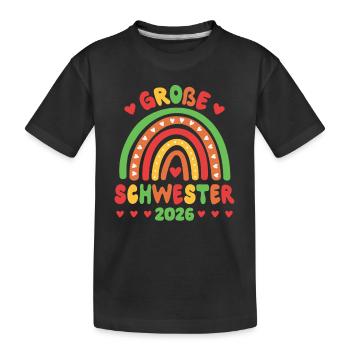 Big Sister Rainbow Sweet Sibling 2026 - Kids' Premium Organic T-Shirt - black - Front