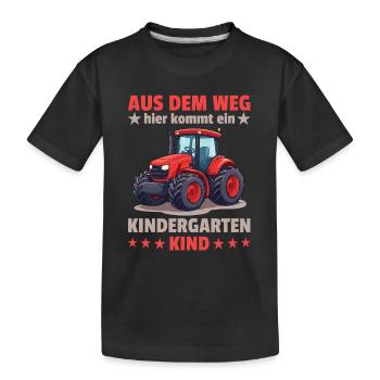 Out of the way here comes a kindergarten child - Kids' Premium Organic T-Shirt - black - Front